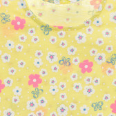 Памучна тениска с флорален принт за бебе, жълта Benetton 236559 2