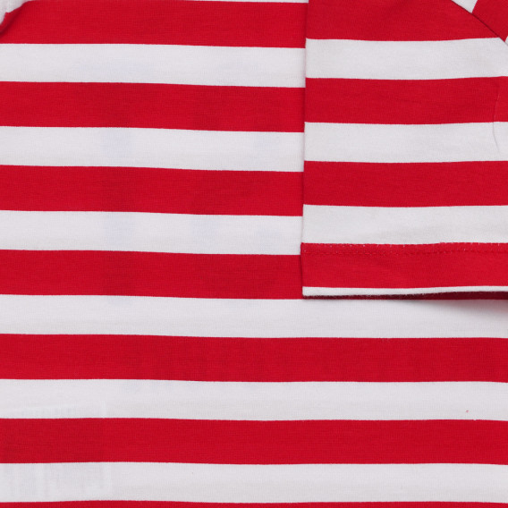 Памучна тениска с надписи на бяло червено, райе Benetton 236580 2