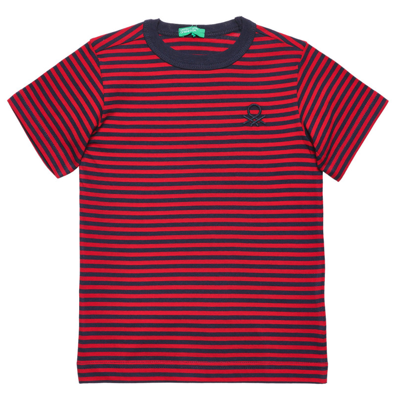 Памучна тениска в червено и синьо райе  236603