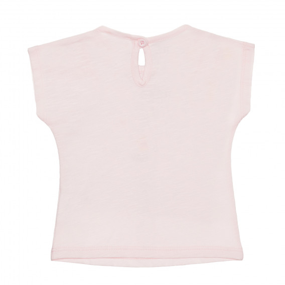 Памучна блуза с къс ръкав за бебе, розова Benetton 236620 2