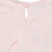 Памучна блуза с къс ръкав за бебе, розова Benetton 236621 3