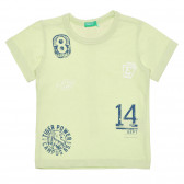 Тениска с щампа за бебе, светло зелена Benetton 236643 