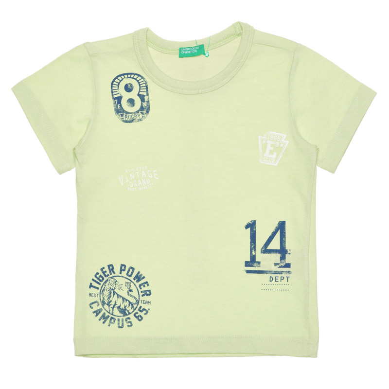 Тениска с щампа за бебе, светло зелена  236643