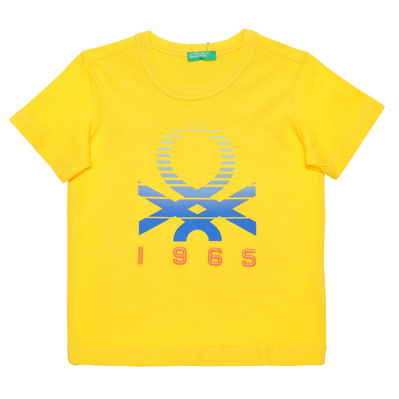 Памучна тениска с логото на бранда за бебе, жълта  236655