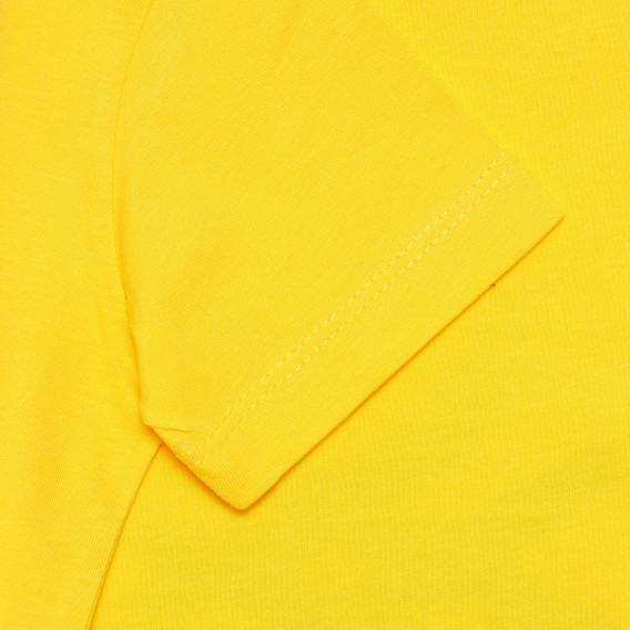 Памучна тениска с логото на бранда за бебе, жълта Benetton 236657 3