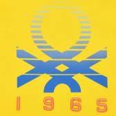 Памучна тениска с логото на бранда за бебе, жълта Benetton 236658 4