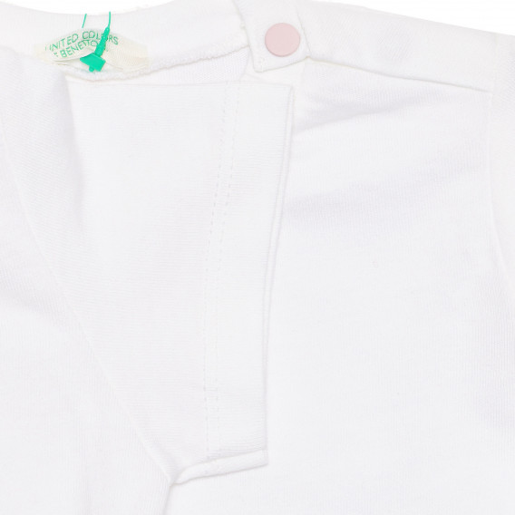Памучна тениска с графичен принт, бяла Benetton 236701 3