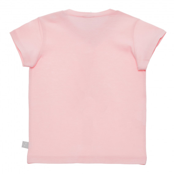 Памучна тениска с принт на зайче, розова Benetton 236705 3