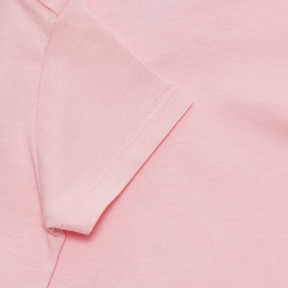 Памучна тениска с принт на зайче, розова Benetton 236706 4