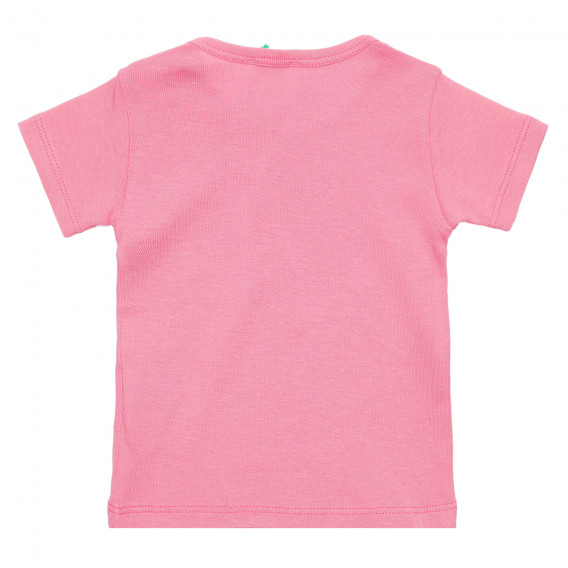 Памучна тениска с щампа за бебе, розова Benetton 236709 3