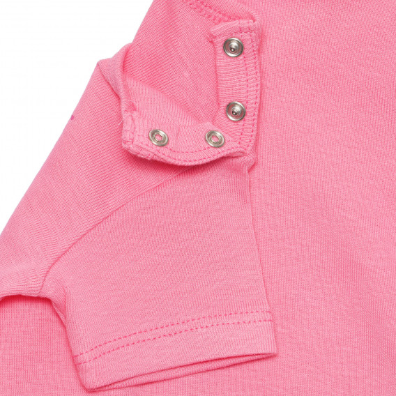 Памучна тениска с щампа за бебе, розова Benetton 236710 4