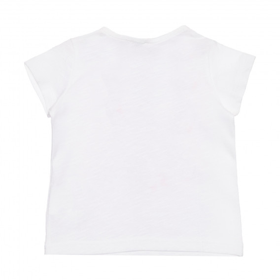 Памучна тениска с щампа, бяла Benetton 236717 3