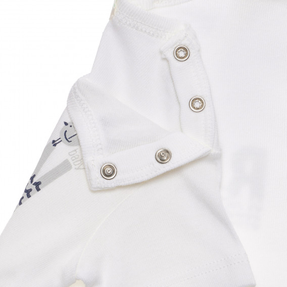 Памучна тениска с надпи на бранда за бебе, бяла Benetton 236865 2