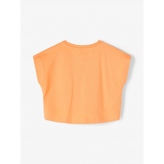 Тениска от органичен памук с щампа на палми, оранжева Name it 236927 2