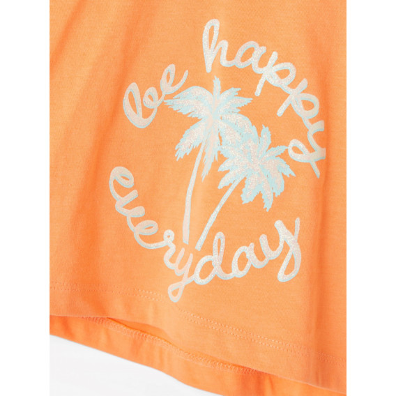Тениска от органичен памук с щампа на палми, оранжева Name it 236928 3
