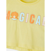 Тениска от органичен памук с щампа на мидичка и надпис, жълта Name it 236931 3