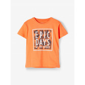 Тениска от органичен памук с щампа на палмови листа, оранжева Name it 236950 