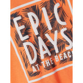 Тениска от органичен памук с щампа на палмови листа, оранжева Name it 236952 3
