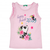 Памучен потник с щампа на панда за бебе, светло розов Benetton 236956 