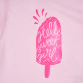 Памучна тениска с щампа на сладолед за бебе, светло розова Benetton 236961 2
