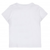 Памучна тениска с щампа акула за бебе, бяла Benetton 236967 8