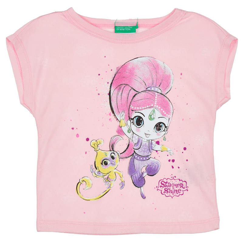 Памучна тениска с щампа на принцеса за бебе, розова  236988