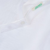 Памучна тениска с щампа зоопарк за бебе, бяла Benetton 237030 3