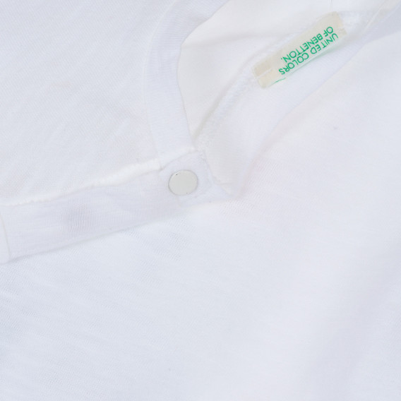 Памучна тениска с щампа зоопарк за бебе, бяла Benetton 237030 3