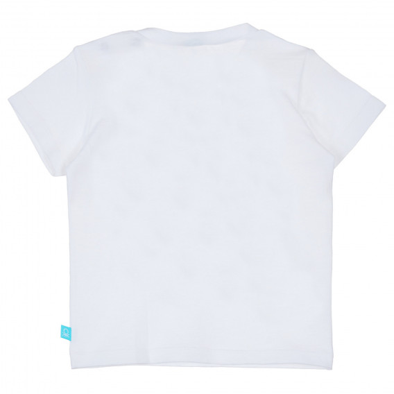 Памучна тениска с щампа зоопарк за бебе, бяла Benetton 237031 4