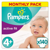 Пелени Active Fit, размер 4+, 140 бр. Pampers 237046 