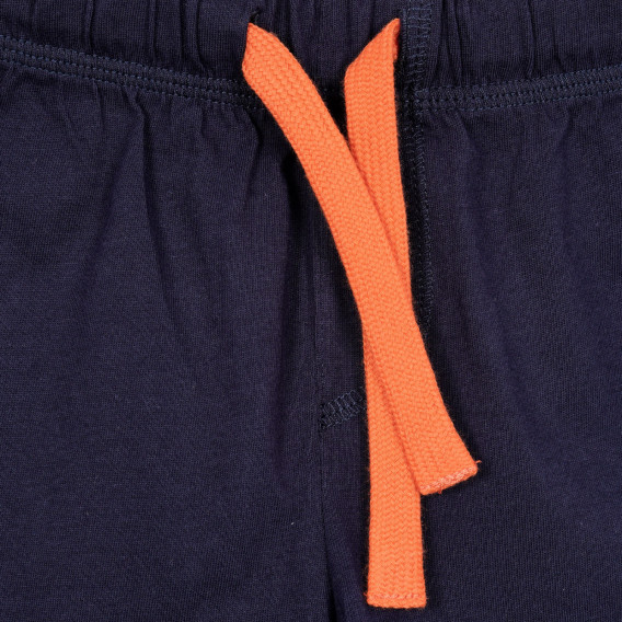Памучен комплект къси панталони и потник в тъмно синьо и оранжево Benetton 237086 6