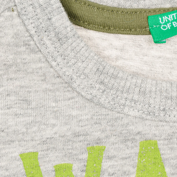 Памучен комплект тениска и къси панталони в сиво и зелено Benetton 237092 4