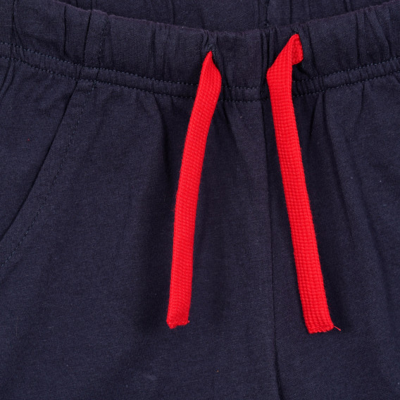 Памучен комплект тениска и къси панталонки в червено и синьо Benetton 237114 6