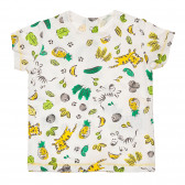 Памучен комплект с тениска и къси панталонки в бяло и жълто Benetton 237280 2