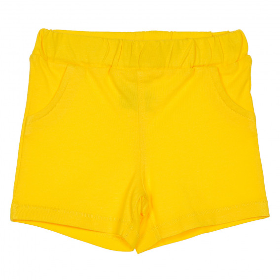 Памучен комплект с тениска и къси панталонки в бяло и жълто Benetton 237284 6