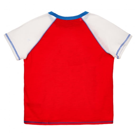 Памучен комплект тениска и къси панталонки в червено и сиво Benetton 237309 4