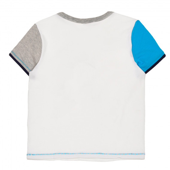Памучен комплект тениска и къси панталонки в бяло и синьо Benetton 237323 4