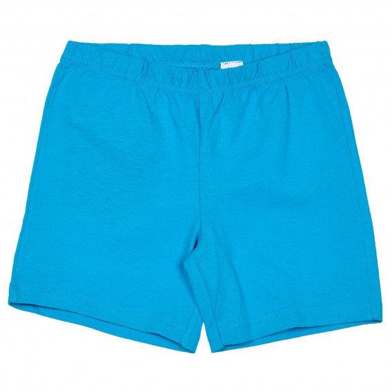 Памучен комплект тениска и къси панталонки в бяло и синьо Benetton 237324 5