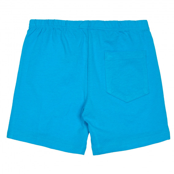 Памучен комплект тениска и къси панталонки в бяло и синьо Benetton 237325 7