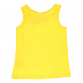 Памучен комплект потник и къси панталонки в жълто и розово Benetton 237331 4