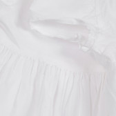 Памучна рокля с къс ръкав и синя бродерия за бебе, бяла Benetton 237390 3