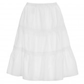 Памучна пола с бродерия и ластична талия, бяла Benetton 237396 