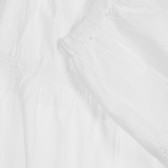Памучна пола с бродерия и ластична талия, бяла Benetton 237398 3