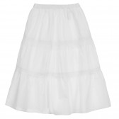 Памучна пола с бродерия и ластична талия, бяла Benetton 237399 4