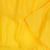 Памучна пола с бродерия и ластична талия, жълта Benetton 237401 2