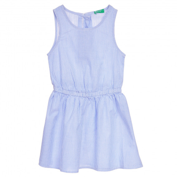 Памучна рокля без ръкави в бяло синьо райе Benetton 237580 