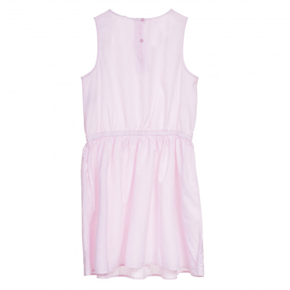 Памучна рокля без ръкави в бяло розово райе Benetton 237587 4
