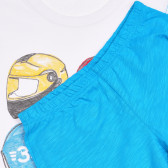 Памучен комплект потник и къси панталони в бяло и синьо Benetton 237624 11