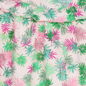 Памучна рокля с къдрички и принт на палмови листа, светло розова Benetton 237655 2