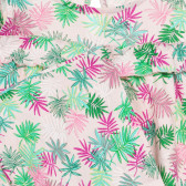 Памучна рокля с къдрички и принт на палмови листа, светло розова Benetton 237656 3